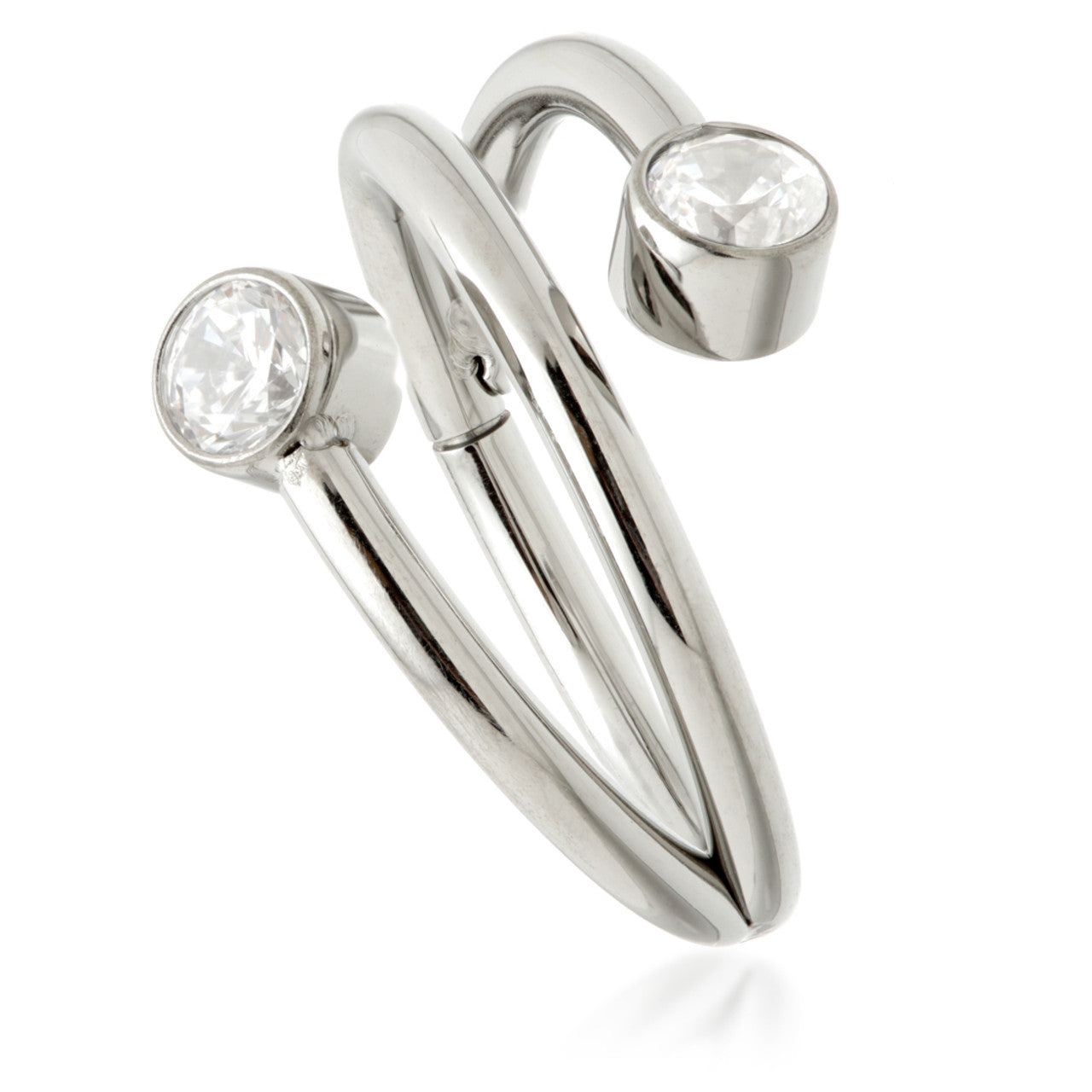Ti Couture Coiled Shape with Bezel Gem Ends Hinged Ring 1.2/8mm