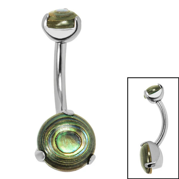 Abalone Shell Titanium Navel bar 1.6/10mm