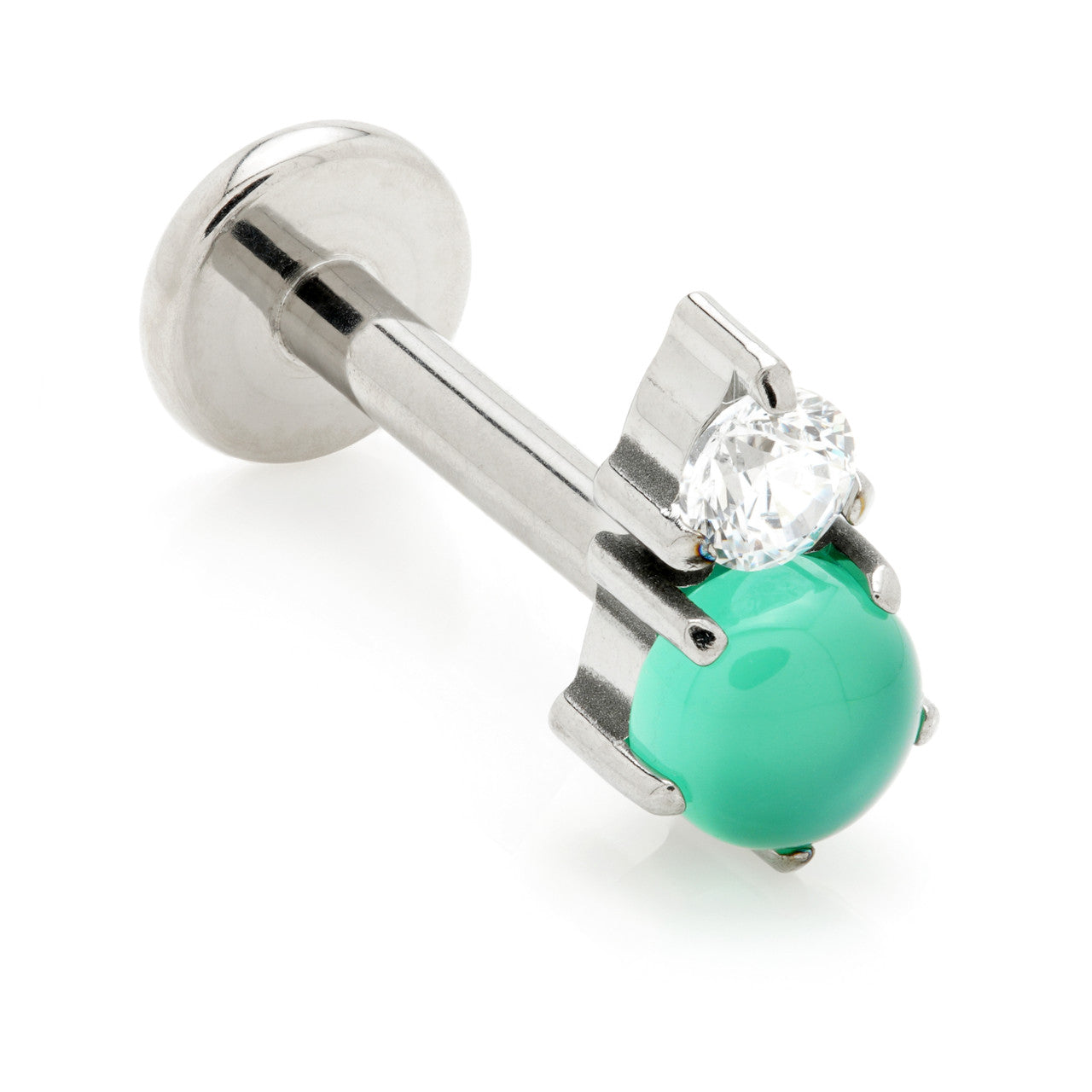 Titanium Internal Double Claw Gem Labret 1.2/8mm