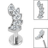Titanium Internally Threaded Labrets 1.2mm - Titanium Claw Set 5 Jewel Climbing Marquise Fan
