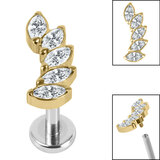 Titanium Internally Threaded Labrets 1.2mm - Titanium Claw Set 5 Jewel Climbing Marquise Fan