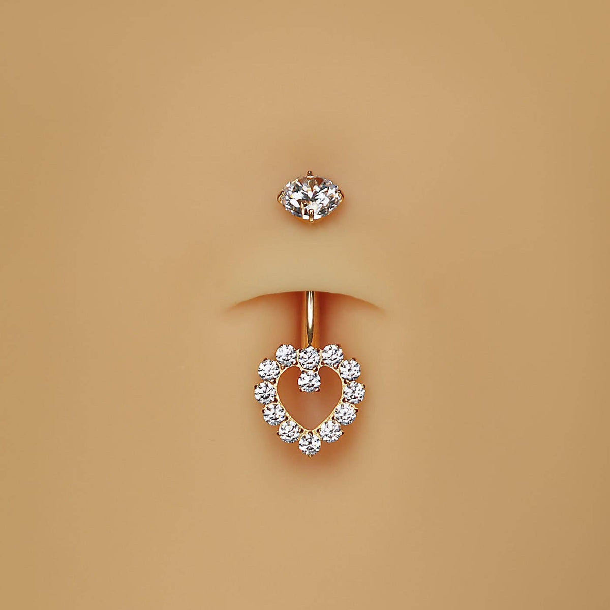 Crystal Heart Titanium Belly Bar