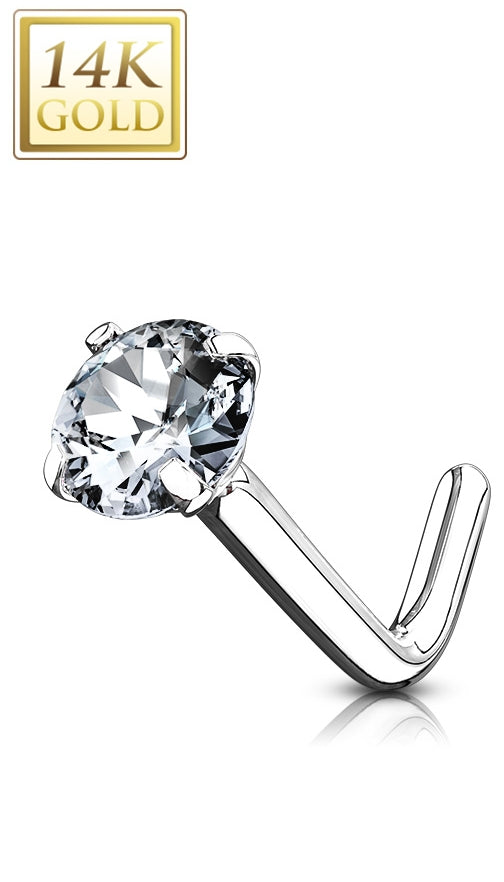 14ct solid gold L shaped nose stud
