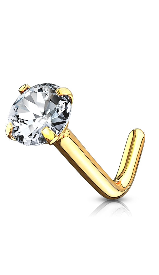 14ct solid gold L shaped nose stud