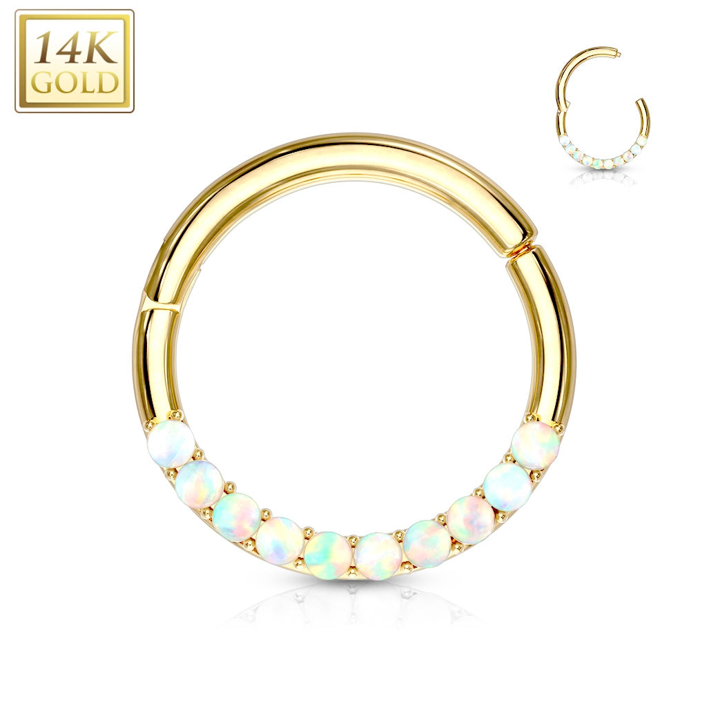 14ct solid gold Opal lined hinged ring