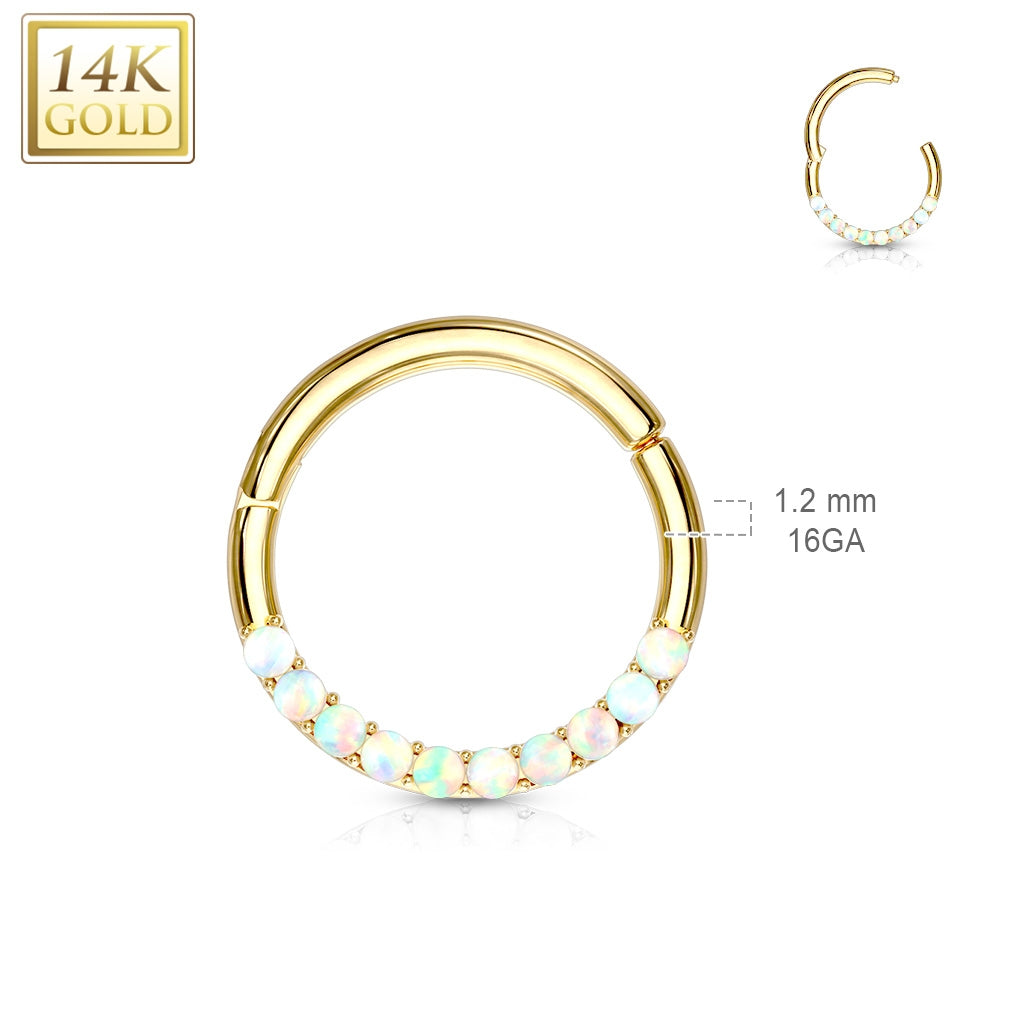 14ct solid gold Opal lined hinged ring
