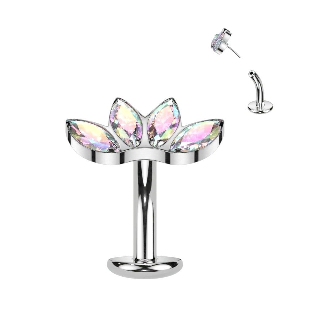 Floating Navel bar, Belly bar, unique, gemmed, Implant Grade Titanium, Threadless, Curve Top, Worldwide Shipping, UK seller