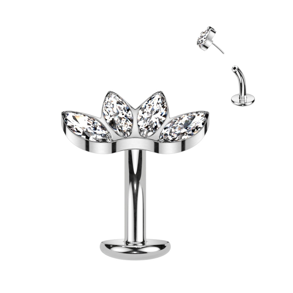 Floating Navel bar, Belly bar, unique, gemmed, Implant Grade Titanium, Threadless, Curve Top, Worldwide Shipping, UK seller
