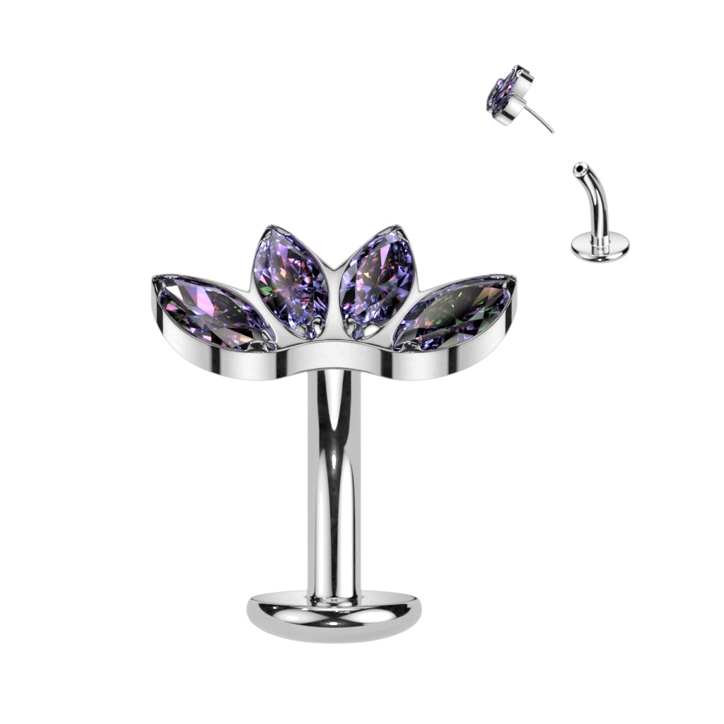 Floating Navel bar, Belly bar, unique, gemmed, Implant Grade Titanium, Threadless, Curve Top, Worldwide Shipping, UK seller