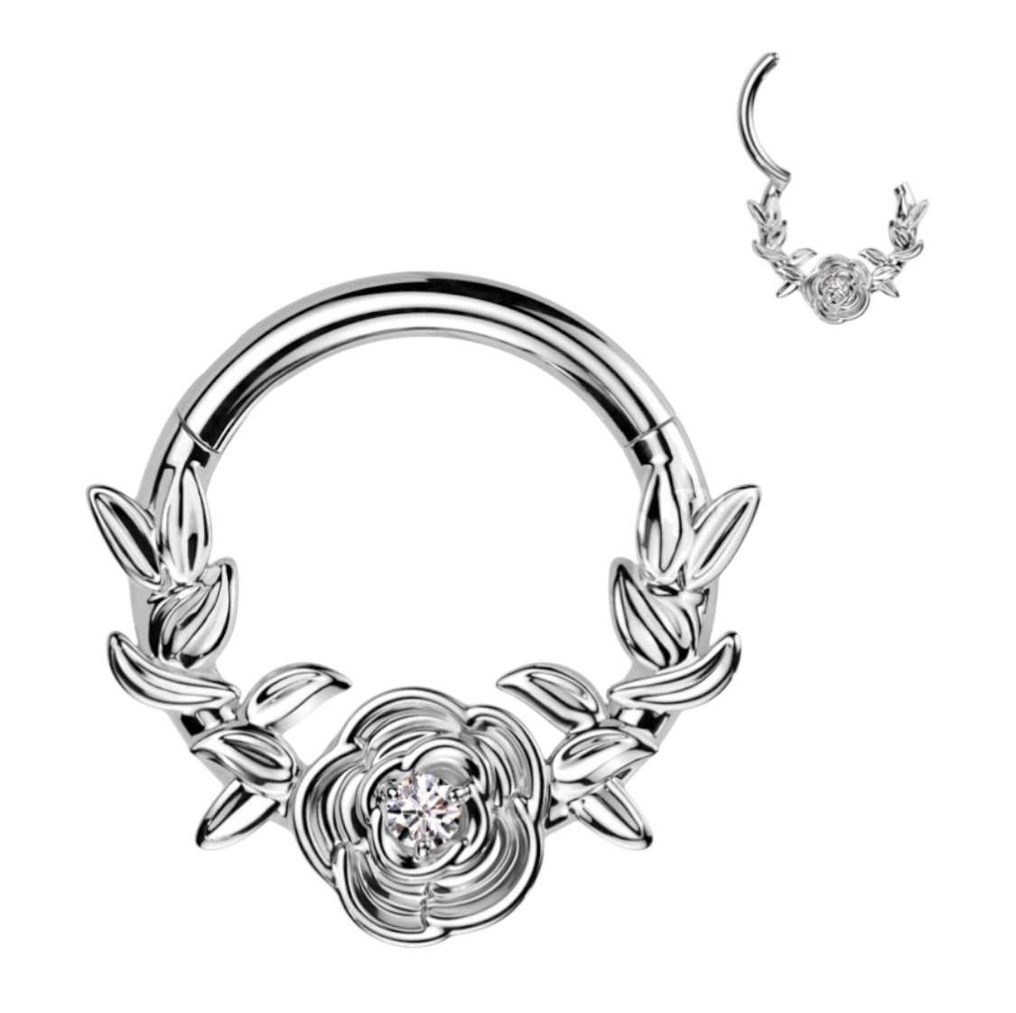 Rose/Flower centre hinged ring