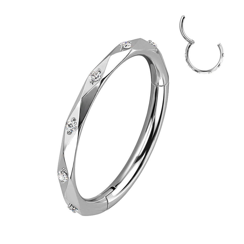 Implant Grade Titanium Hinged Segment with CZ between Diamond Faceted Cuts, worldwide shipping, UK seller