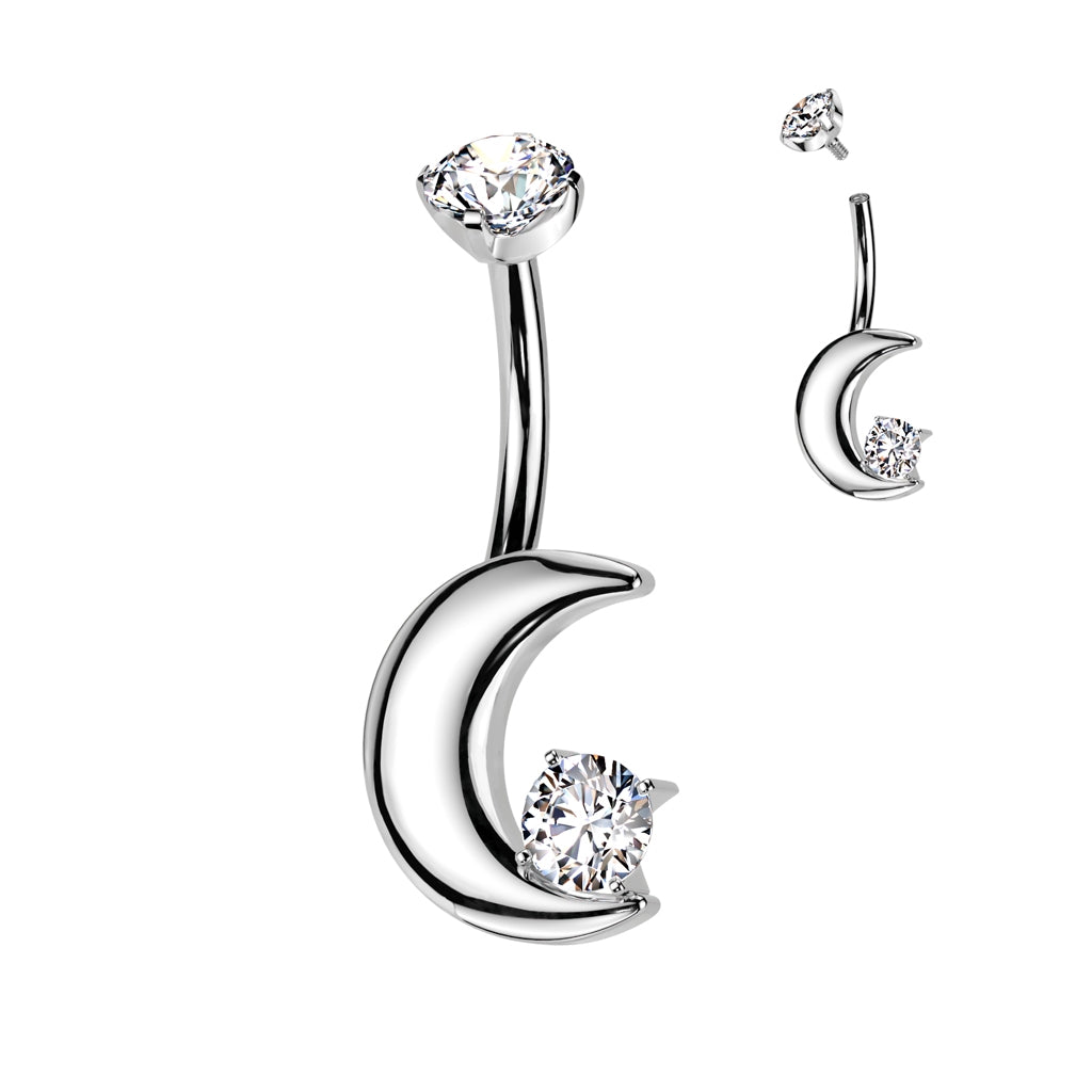 Titanium Moon 1.6/10mm Internally Threaded Navel Bar