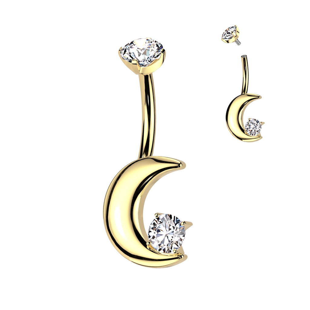 Titanium Moon 1.6/10mm Internally Threaded Navel Bar