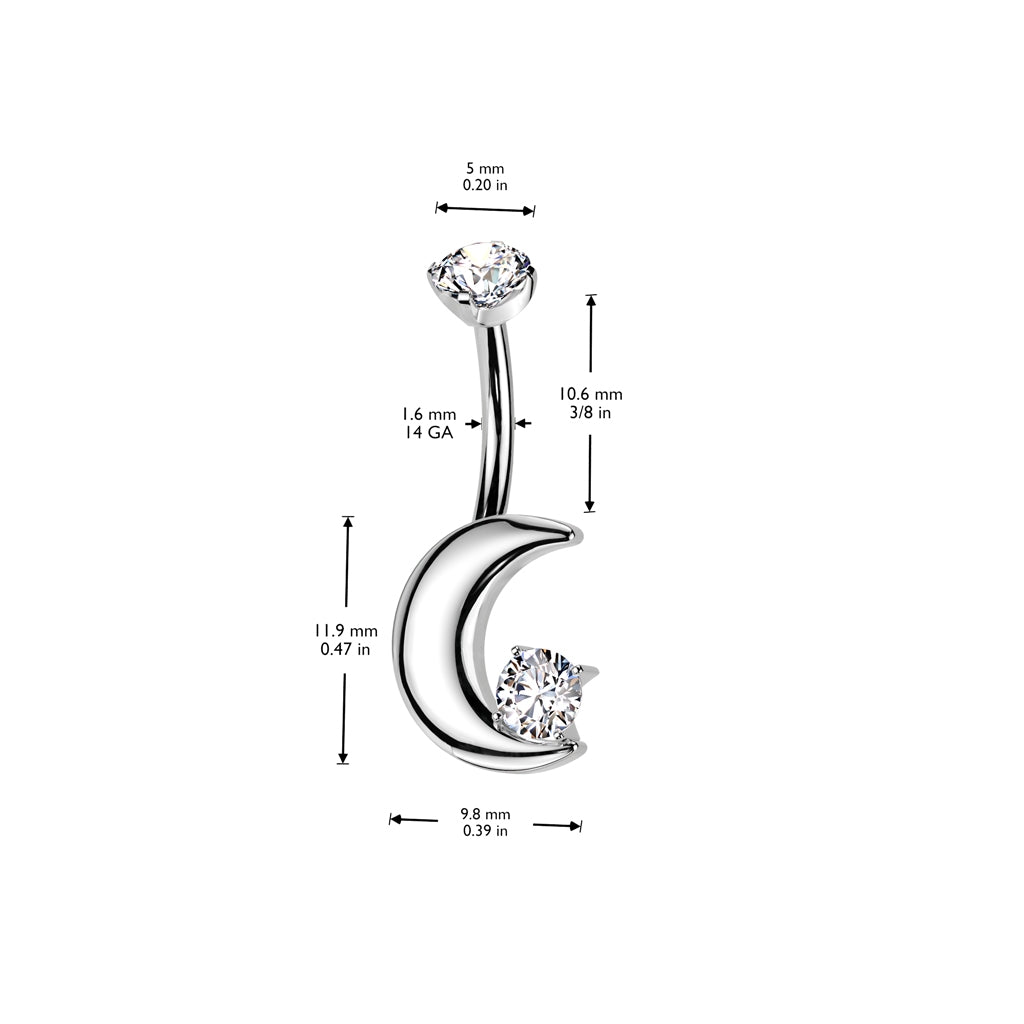 Titanium Moon 1.6/10mm Internally Threaded Navel Bar
