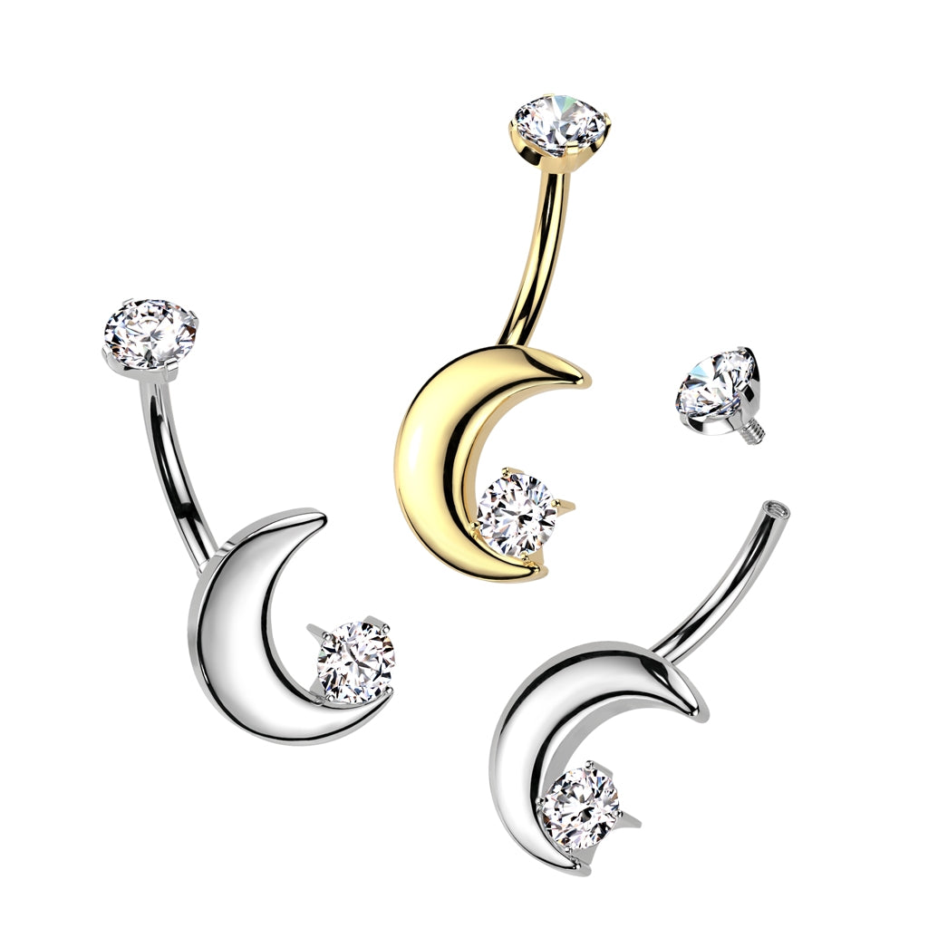 Titanium Moon 1.6/10mm Internally Threaded Navel Bar