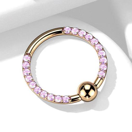 Implant Grade Titanium Captive Bead Ring with Front Facing CZ Pave on Each side, Body Jewellery