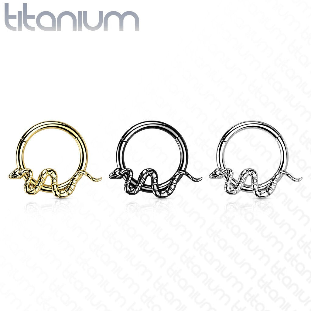 Implant Grade Titanium Snake Hinged Segment Ring, cartilage, helix, earlobe, conch, worldwide shipping, UK seller