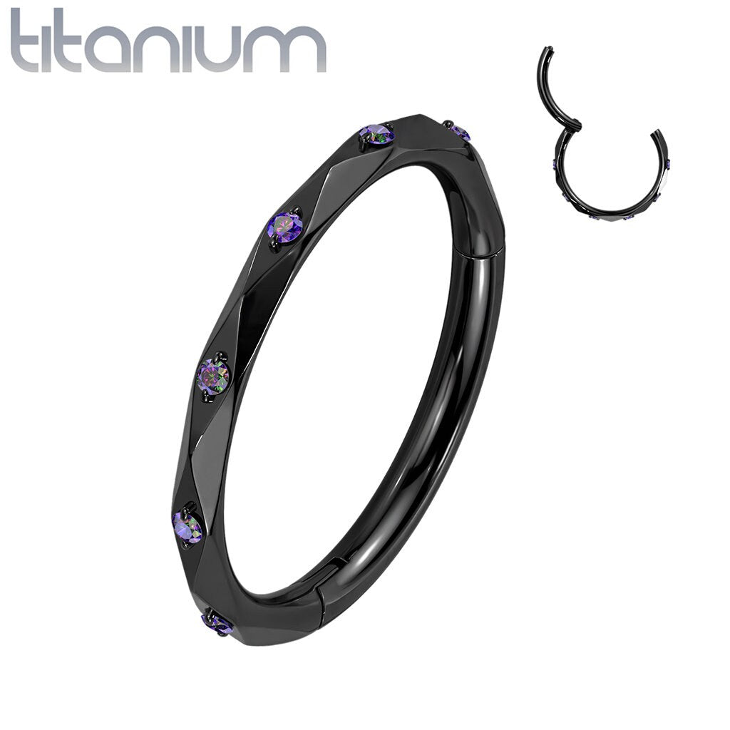 Implant Grade Titanium Hinged Segment with CZ between Diamond Faceted Cuts, worldwide shipping, UK seller