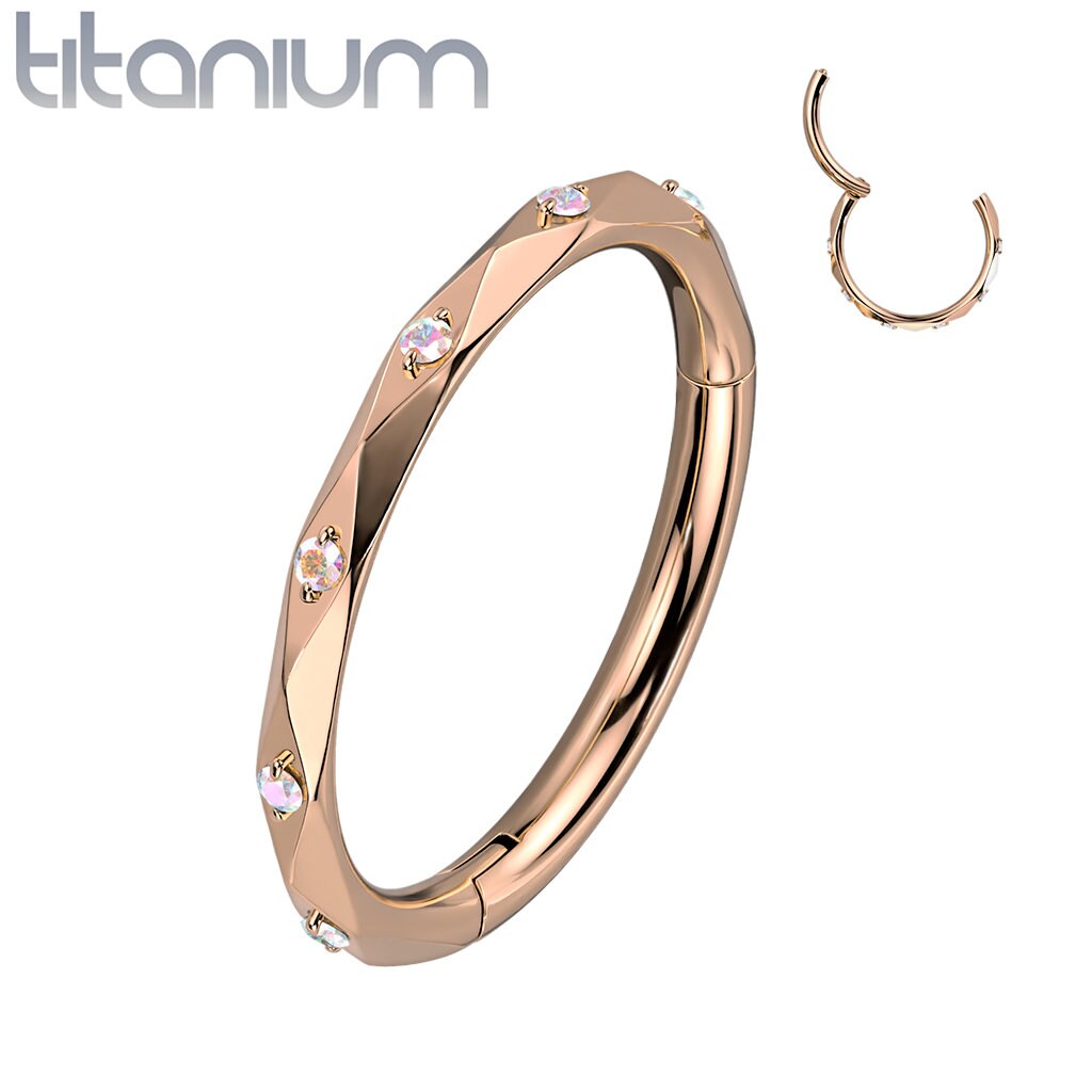 Implant Grade Titanium Hinged Segment with CZ between Diamond Faceted Cuts, worldwide shipping, UK seller