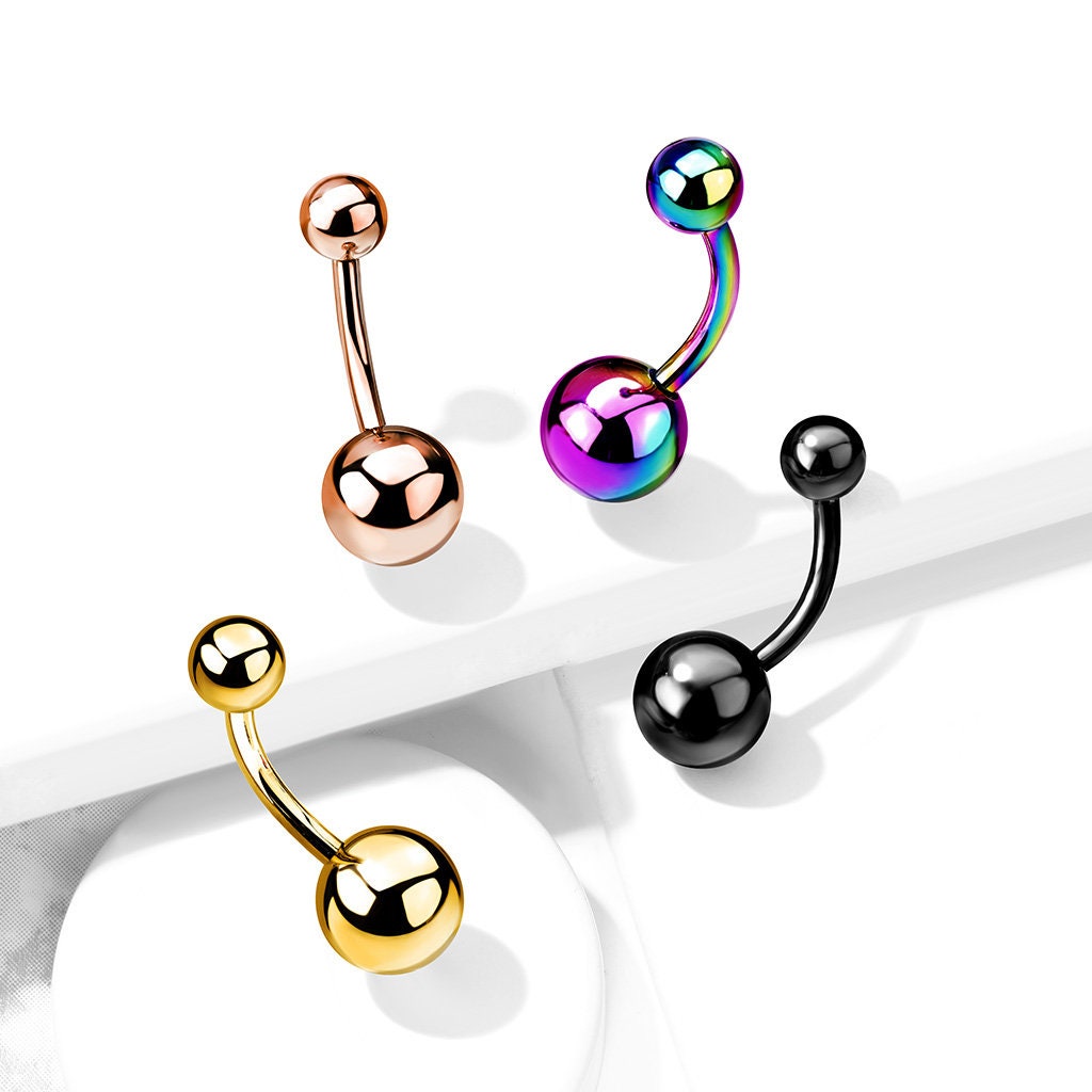 Implant Grade Titanium Externally Threaded PVD coated Belly Button Ring, bar, navel, worldwide shipping, UK seller