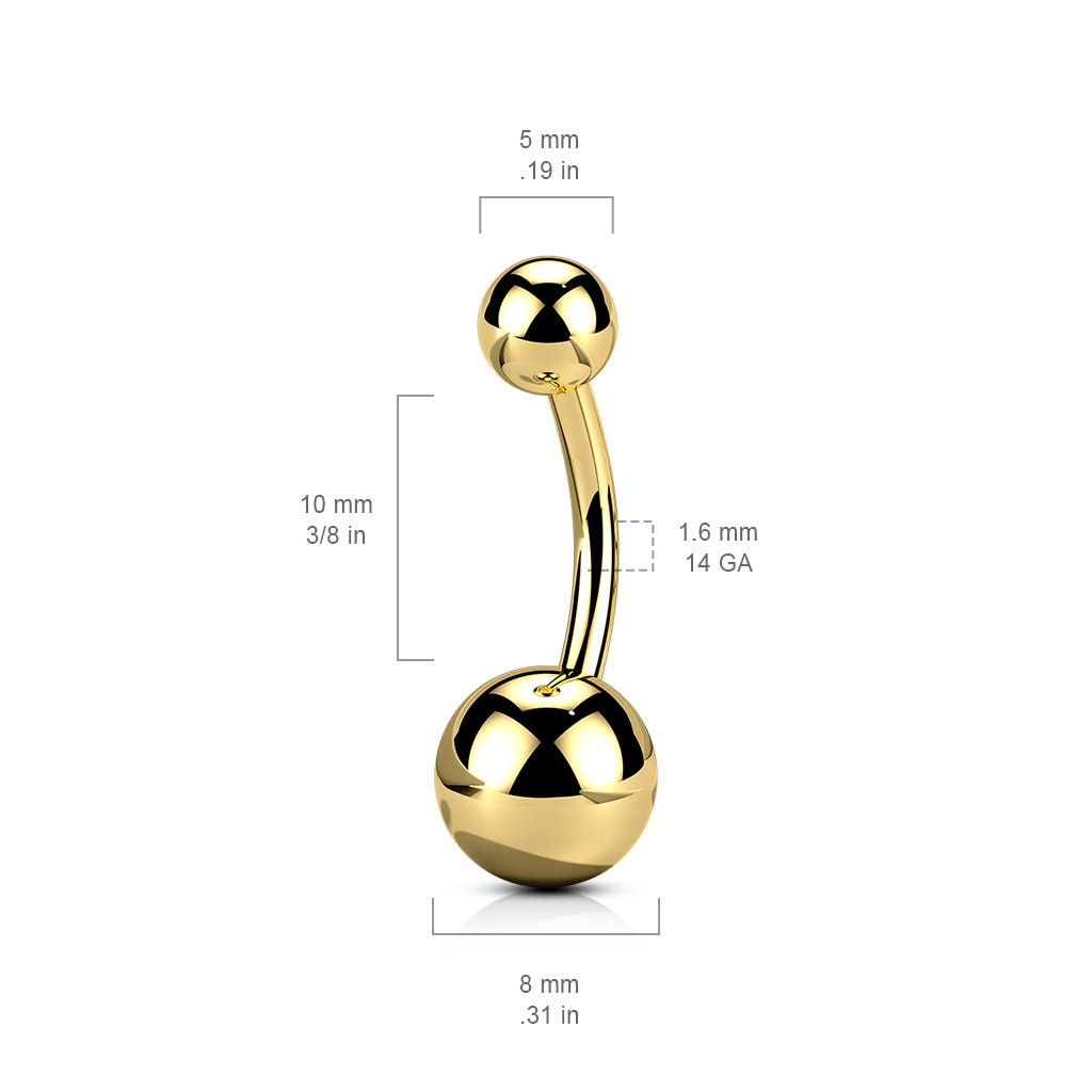 Implant grade Titanium plain navel bar, Gold and Rose gold, 10mm, 1.6mm, UK seller, worldwide shipping