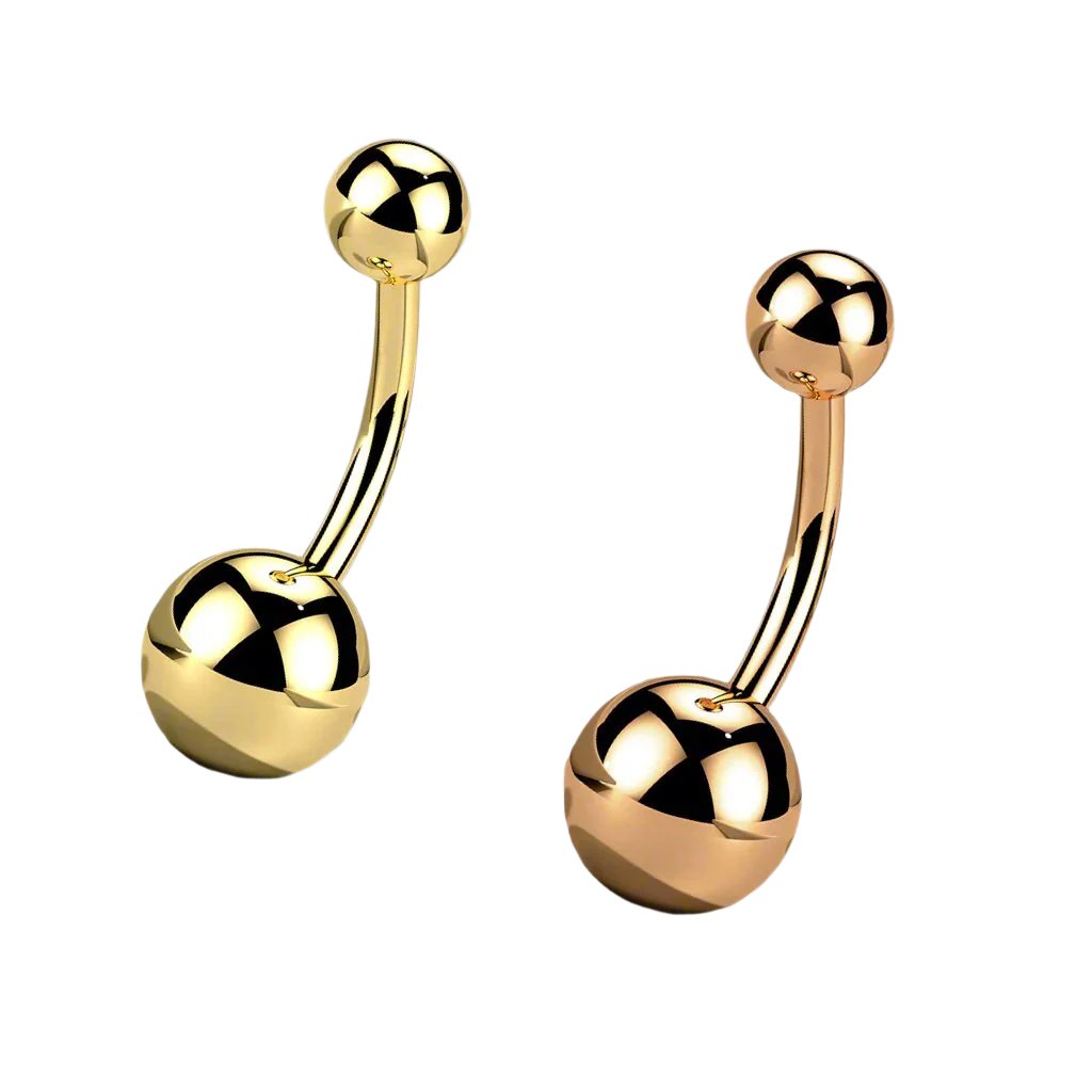 Implant grade Titanium plain navel bar, Gold and Rose gold, 10mm, 1.6mm, UK seller, worldwide shipping