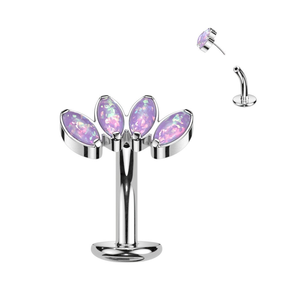 Titanium OPAL threadless floating navel bar, TWO colours available, UK seller, Worldwide shipping