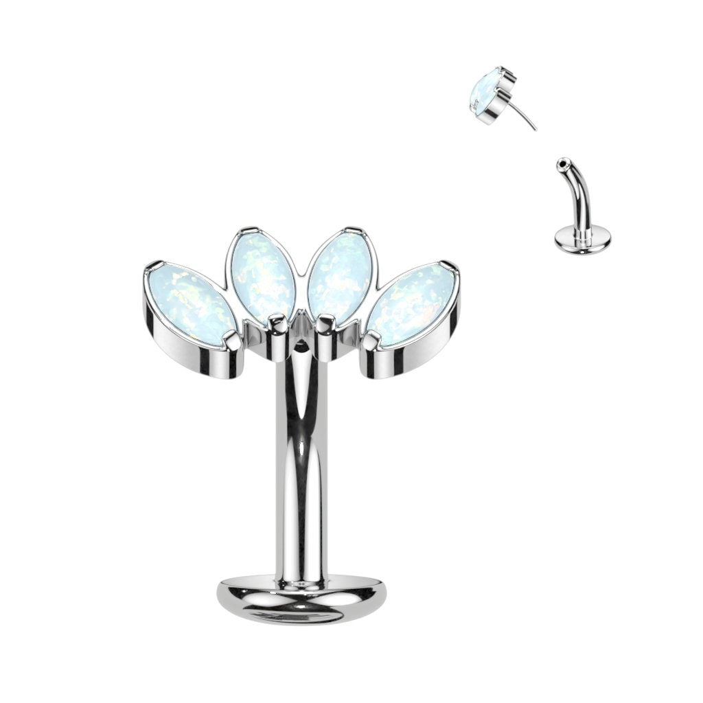 Titanium OPAL threadless floating navel bar, TWO colours available, UK seller, Worldwide shipping