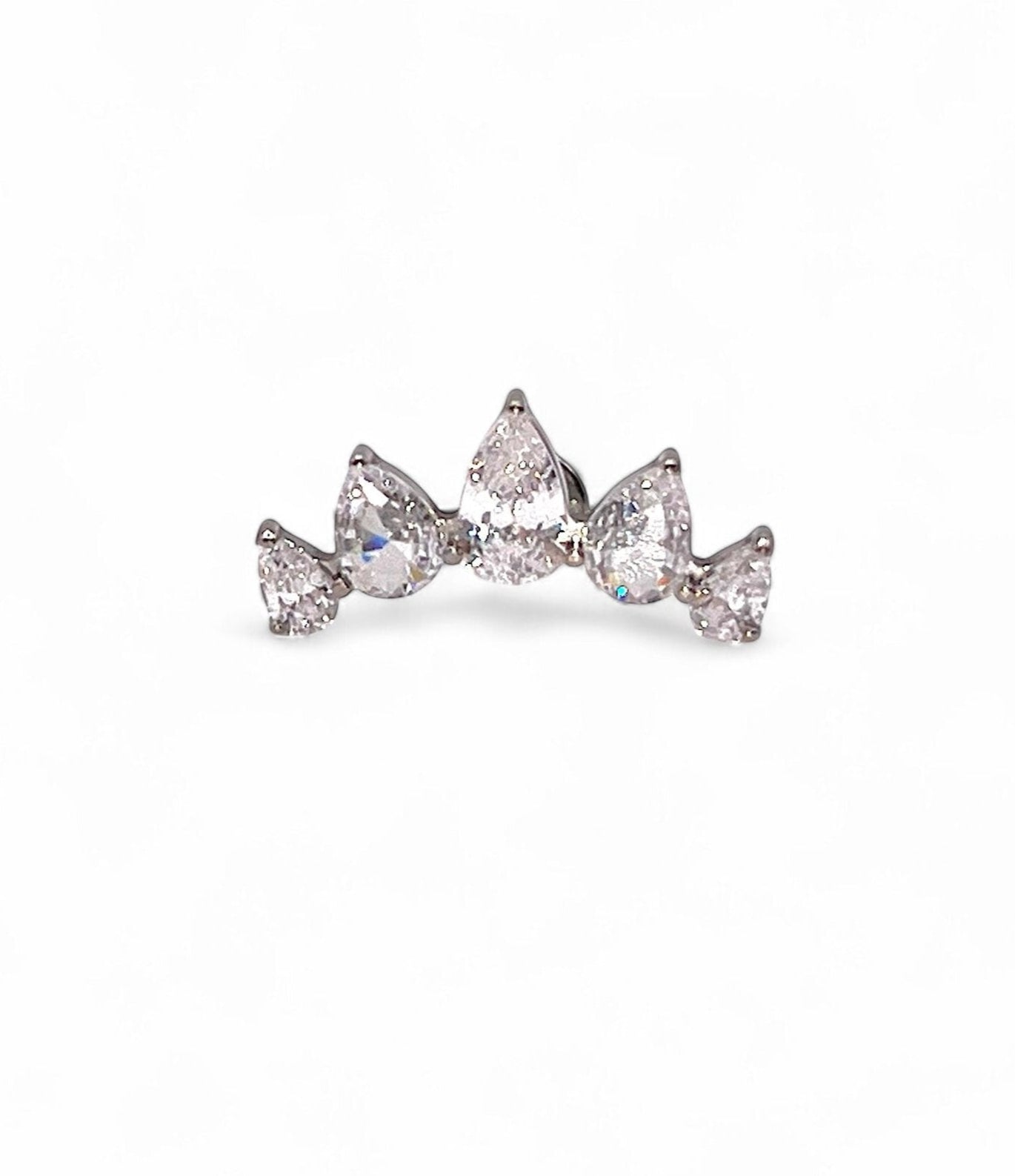 Large Titanium 5 Teardrop Cubic Zirconia Gem labret bar, 1.2/8mm