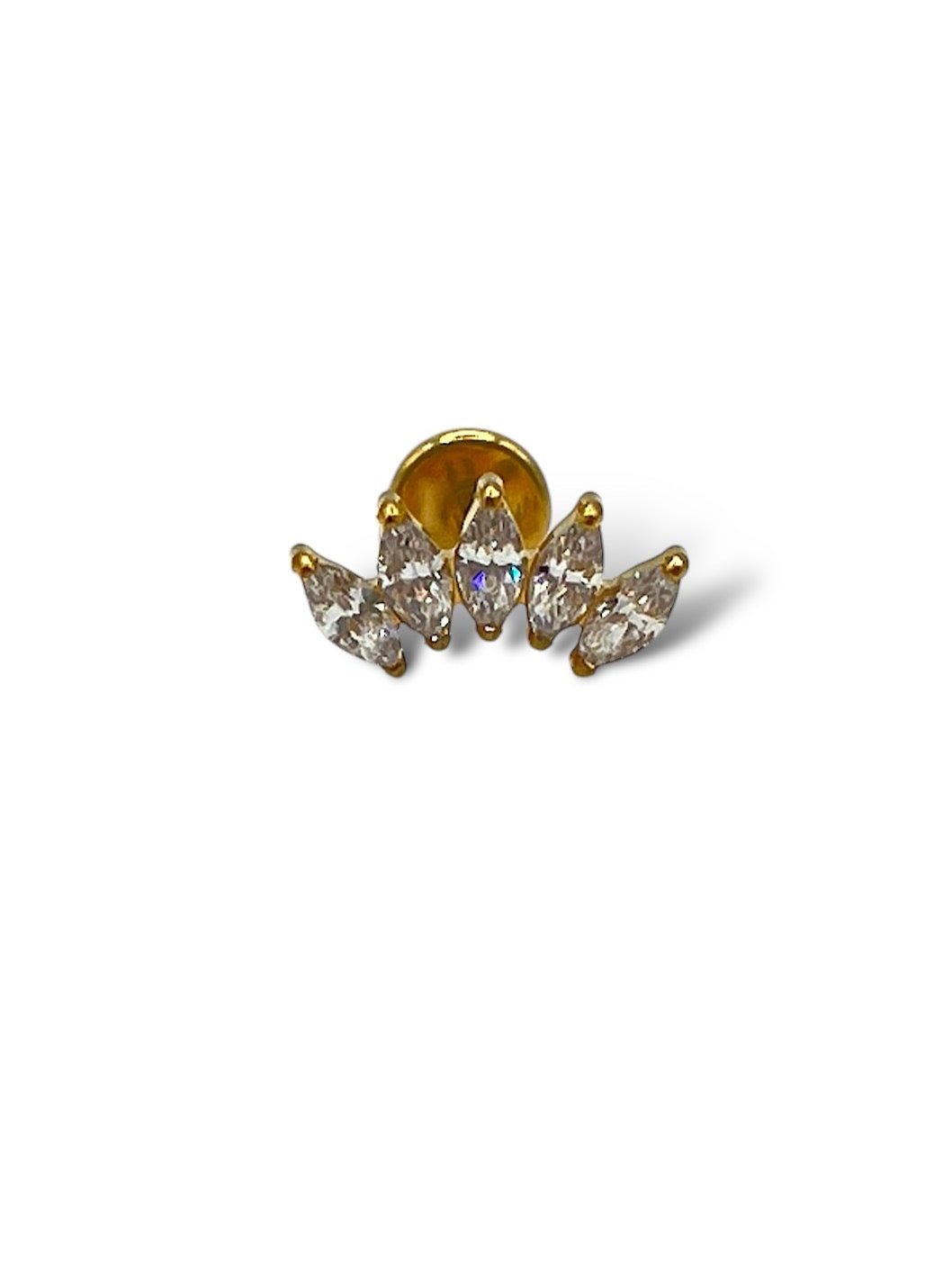Titanium Fan Marquise Labret, 1.2/8mm Gold/High Polished, body jewellery