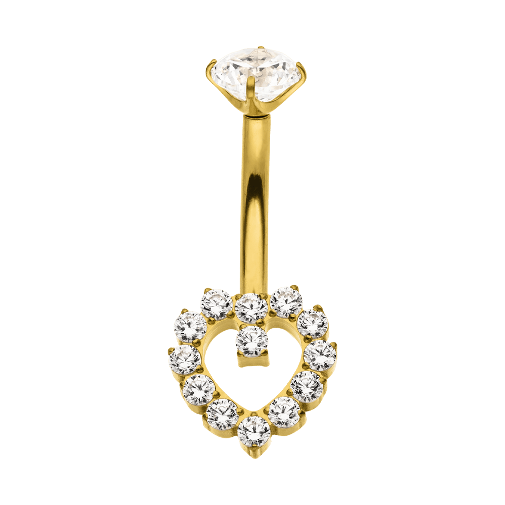 Crystal Heart Titanium Belly Bar