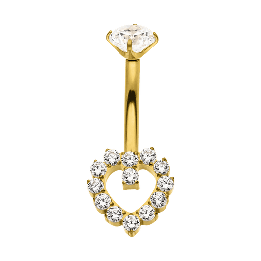 Crystal Heart Titanium Belly Bar