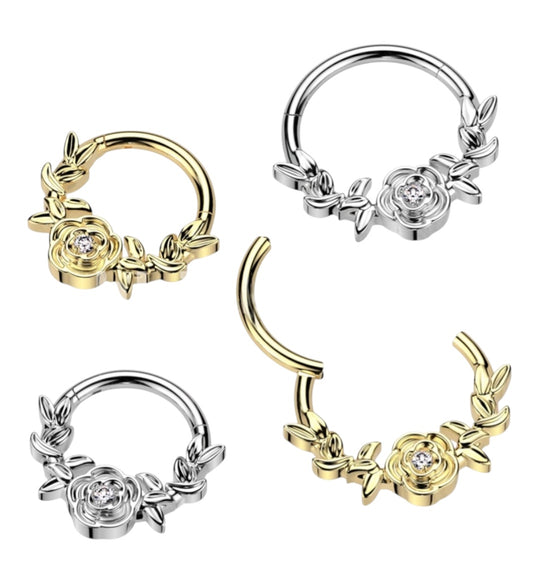 Rose/Flower centre hinged ring
