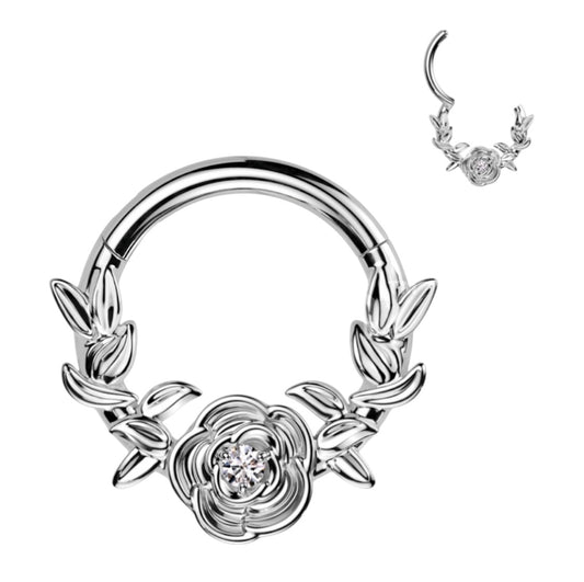 Rose/Flower centre hinged ring