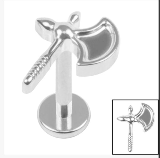 Viking Warrior Axe internally threaded Labret bar