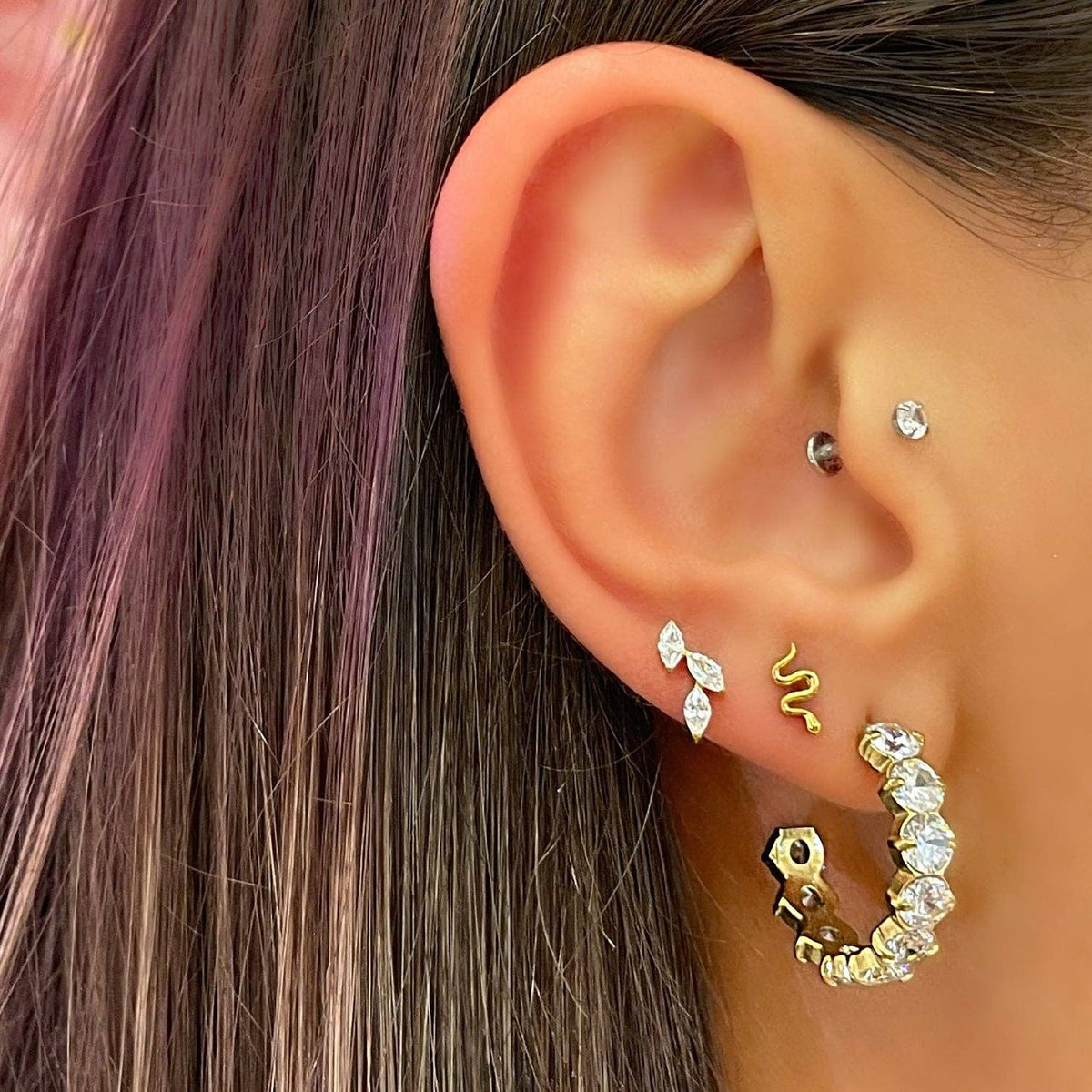 Tiny Snake Titanium Threadless Flat Back Labret