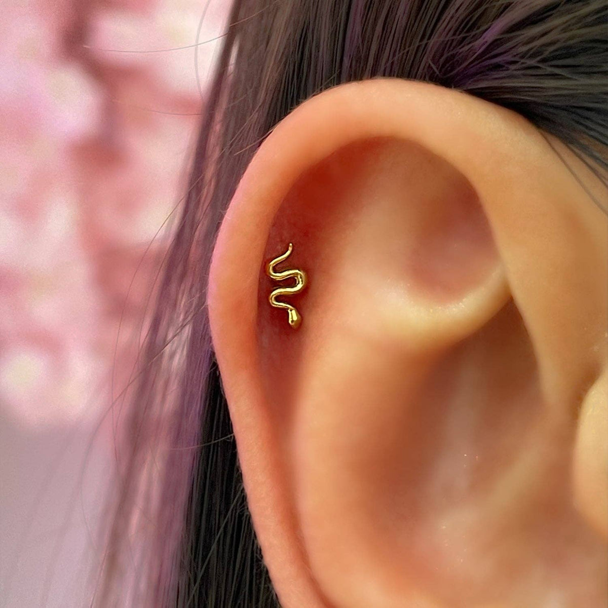 Tiny Snake Titanium Threadless Flat Back Labret